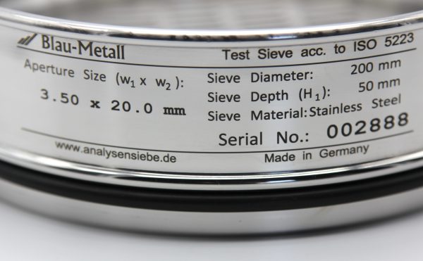 Test Sieve ISO 5223, Oblong 3.50 x 20.0 mm - Image 2