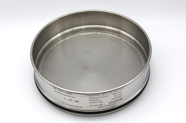 Test Sieve ISO 3310, Round Apertures 1.60 mm
